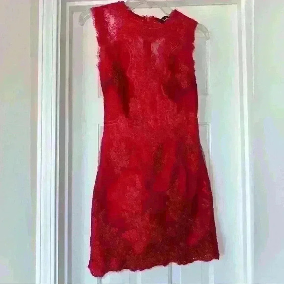 NWT Until We Meet Again Red Lace Embroidered Mini Dress Size Small - Picture 6 of 15